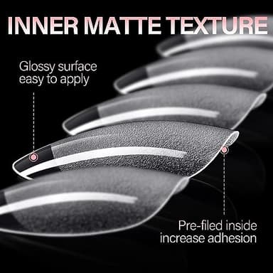 AILLSA Short Almond Nail Tips Pre-Shaped Acrylic Nail Tips Half Matte Full Cover Nails Tips Clear Gelly Press on Flase Tip Nail for Extension Nail Manicure Home DIY 240PCS 15Sizes - Image 4