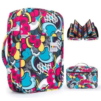 YOUSHARES 300 Slots Color Pencil Case - Pen Case Organizer with Handy Wrap & Zipper, Multilayer Holder for Prismacolor Colored Pencils & Gel Pen (Colorful) - Image 1