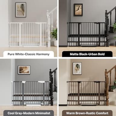 Cumbor 29.7-48" Baby Gate for Stairs, Mom's Choice Awards Winner-Dog Gate for Doorways, Auto Close Safety Pet Gate for Dogs Indoor, Easy Install Pressure Mounted Child Gate with Walk Thru Door, Black - Image 3