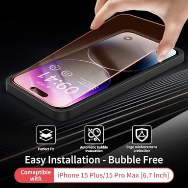 WASOCA 2 Pack Screen Protector for iphone 15 Pro Max [6.7 inch], New Red Light 9H Tempered Glass Screen Protector Upgraded Protection, Anti-Blue Light, Anti-Reflection, Patented Eye Protection. - Image 6
