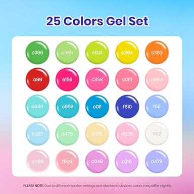 Beetles 25 Colors Gel Nail Polish Set, 32PCS Yellow Orange Gel Polish Rustic Sonata with Base Coat Glossy & Matte Top Coat White Blue Pink DIY Salon Nail Manicure Kit All Season Gifts for Women - Image 2