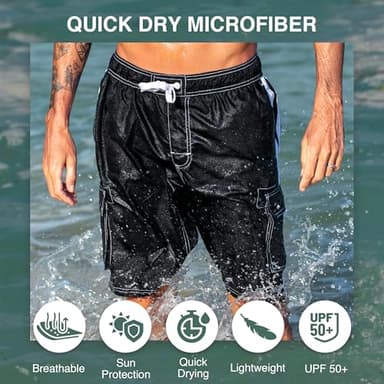 Kanu Surf Men's Barracuda Swim Trunks (Regular & Extended Sizes), Black, XX-Large - Image 2