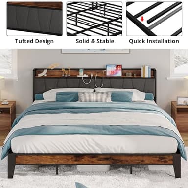 LIKIMIO California King Bed Frames, Storage Headboard with Charging Station, Solid and Stable, Noise Free, No Box Spring Needed, Easy Assembly - Image 7
