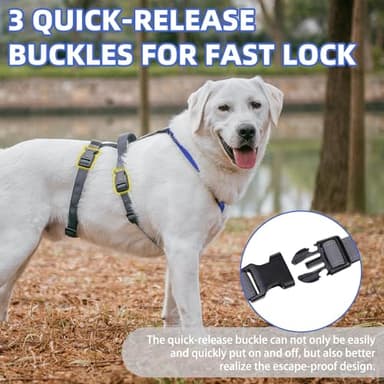 PUPTECK Escape Proof Dog Harness - No Pull Soft Padded Full Body Pet Halter Harness with Lift Handle for Small Medium Large Doggies Walking Hiking Hunting, Navy Blue & Grey, XL - Image 3