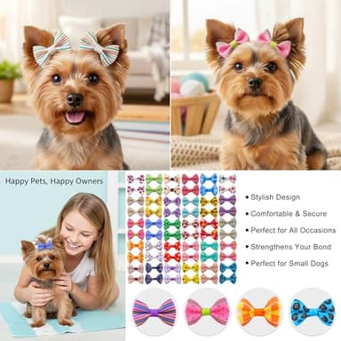 QingHan Dog Hair Bows Small Puppy: Clips for Pet Grooming Gifts 60Pcs (30 colros x 2) - Image 2