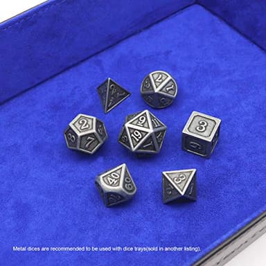 Haxtec Antique Iron Metal DND Dice Set Silver D&D Polyhedral Dice W/PU Leather Dice Bag Compatible with Dungeons and Dragons Gift TTRPG - Image 6