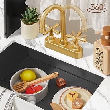 Tiny Land Play Kitchen for Kids, Wooden Play Kitchen Sets for Girls and Boys, New Modern Toddler Kitchen Toy Kitchen Designed in Trendy Home Style, Gift for Ages 3+ - Image 4