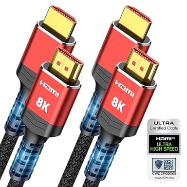 Highwings 8K 10K HDMI 2.1 Cable 6.6FT/2M 2-Pack, Certified Ultra High Speed HDMI Cable Braided Cord-4K@120Hz 8K@60Hz, DTS:X, HDCP 2.2 & 2.3, HDR 10 Compatible with Roku TV/HDTV/Blu-ray - Image 1