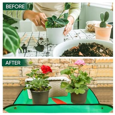 HKZ Repotting Mat for Indoor Plant - 39.5'' x 39.5'' Planting Soil Mess Control, Portable Succulent Planting Potting Tray Waterproof Gardening Bonsai Tools Transplanting(Pale Green) - Image 4
