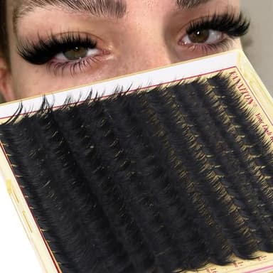 Volume Lash Clusters with Spiky Manga Lash Clusters 300D Eyelash Clusters 10-18MM Thick Wispy D Curl Cluster Eyelash Extensions 3D Fluffy Cluster Eyelash Extensions by FANXITON - Image 7
