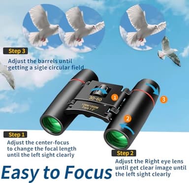 30X60 Binoculars for Adults and Kids,High Powered Small Foldable Compact Binoculars for Bird Watching,Hunting,Concert,Theater, Opera,Traveling,Tourism - Image 3