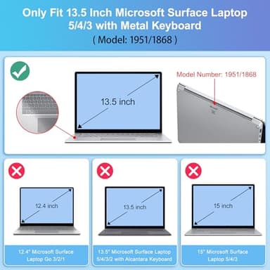 Mektron Case for 13.5" Microsoft Surface Laptop 5/4/3 with Metal Palm Rest Model 1951/1868, 2019/2021/2022 Release Plastic Hard Shell Cover with Screen Protector, Astronaut - Image 2