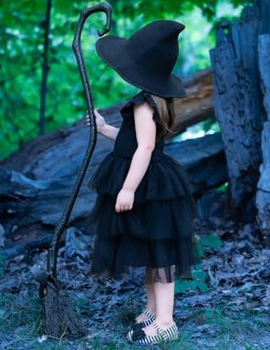 Arshiner Toddler Tutu Dress Girls Fluffy Summer Dresses Casual Black Funeral Tulle Sundress for Kids 7-8 Yeasr - Image 4