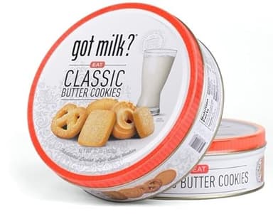 got milk? Classic Style Cookies, Butter Cookies, 32-Oz. Red Trimmed Cookie Tin, Delicate Traditional Style Danish Butter Cookies for Dessert or Snack, Gift Tin, Retail Pack