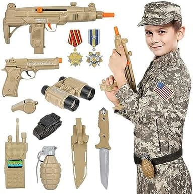 GIFTINBOX Kids Army Soldier Dress Up Costume Role Play Set, Deluxe Christmas Gift for Kids Boys Aged 3-12 - Image 2