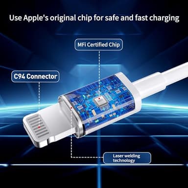 for iPhone 14 13 12 11 Charger Fast Charging [MFi Certified], 3-Pack 20W PD USB C Wall Charger Block with 6.6ft USB C to Lightning Cable Compatible with iPhone 14 Pro Max/Pro/Plus/Mini/iPad & More - Image 3