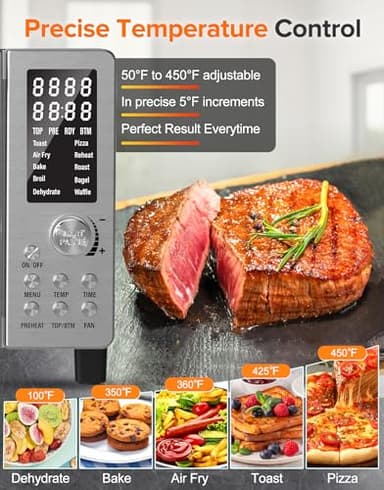 Nuwave Bravo Pro Smart 21QT Toaster Oven Air Fryer Combo, Convection Oven Countertop, 10 functions all in 1, with even & quick crisp technology, 50-450°F, 1800W, Stainless Steel - Image 4