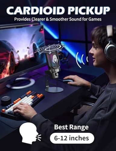 talomen Gaming USB Microphone for PC, Podcast Condenser Mic with RGB Lights, Mute, Gain Knob, Computer Desktop Mic with Metal Stand, Pop Filter, Shock Mount for Streaming, Recording, Chat, PS4, PS5 - Image 7