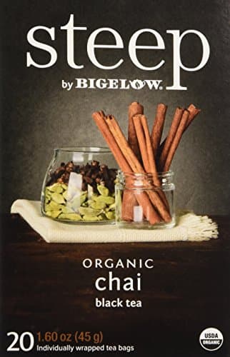 Steep by Bigelow Organic Chai 20 Count Organic Caffeinated Individual Black Tea Bags, for Hot Tea or Iced Tea, Drink Plain or Sweetened with Honey or Sugar - Image 1