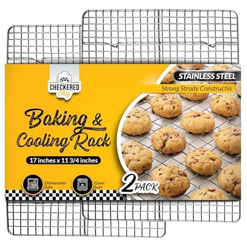 Checkered Chef Cooling Rack for Cooking and Baking - 11 ¾" x 17 Set of 2 Stainless Steel, Oven Safe Grid Wire Cookie Cooling Racks - Image 1