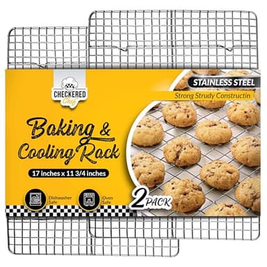 Checkered Chef Cooling Rack for Cooking and Baking - 11 ¾" x 17 Set of 2 Stainless Steel, Oven Safe Grid Wire Cookie Cooling Racks - Image 1