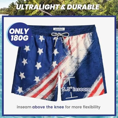 maamgic Mens Swim Trunks 5" with Mesh Lining Quick Dry Bathing Suits for Men Swim Shorts Swimwear X-Small American Flag - Image 5