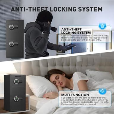 SAFE,6.5 Cu ft Large Safe Box Fireproof Waterproof,with LED Light fire proof safe for home documents,Fingerprint password personal Safe with Deposit Slot & Dual Alarm System,Security Box fo Valuables - Image 3