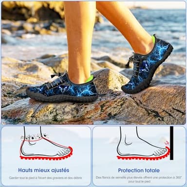 Built-in Heel Grips Water Shoes for Kids Girls Boys Hiking Shoes Wide Barefoot Swim Beach Pools Aqua Socks Slip-On Quick Dry Lightweight for Big Little Kids Toddler - Image 6