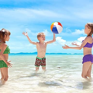 ArtCreativity Rainbow Inflatable Beach Balls Bulk (Pack of 12) Multicolored 12" Floating Toddler Pool Toys, Summer Water Toys for Boys and Girls, Luau Party Decorations, Beach Essentials - Image 3