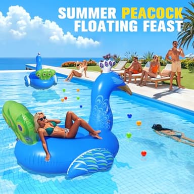 DeeprBetter Inflatable Peacock Pool Float, 2025 Gaint Funny Pool Floats Adults, Heavy Duty Pool Floaties Lounger, Large Animal Pool Floats Inflatable Ride-On Floaty for Swimming Pool Party Water Fun - Image 4