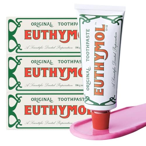 EUTHYMOL Original Pink Toothpaste (3.7fl oz*3, Pack of 3) - Fluoride-Free Toothpaste for Sensitive Teeth & Gum. Bad Breath, Cavity Prevention, 12-Hour Long Lasting Freshness with Wintergreen - Image 1