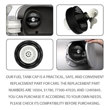 SamWinGear Gas Cap Lock, Locking Gas Cap with Key for Toyota 4Runner Tacoma Honda CRV Tundra Acura Infiniti Nissan Buick Cadillac GMC Chevy, Fuel Tank Caps Automotive Replacement 77300-47020 10504 - Image 6
