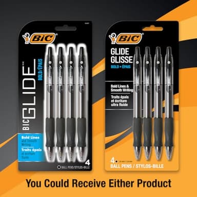 BIC Glide Bold Black Ballpoint Pens, Bold Point (1.6mm), 4-Count Pack, Retractable Ballpoint Pens With Comfortable Full Grip - Image 3