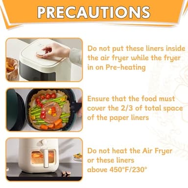 Air Fryer Liners Disposable, 100PCS 8 Inch Non-stick Air Fryer Parchment Paper Liners, Round Free of Bleach Airfryer Liners for 5-8QT Air fryer, Baking, Roasting Microwave - Image 6