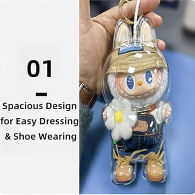 Howgoody Protective Case for Labubu Standing Figure(Macaron to 3.0) - Clear Collector Storage Box with Silicone Strap,Dustproof Scratch-Resistant for Standing Series (Figure Not Included) - Image 7