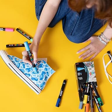 posca Markers Set, 8 Medium Paint Markers 5M, Metallic Tones – Gold, Silver, Bronze, Blue, Green, Red, Pink, Violet - Image 2