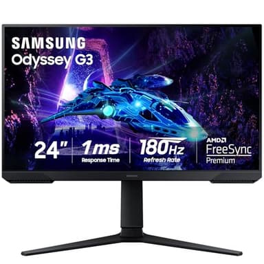 Samsung 24-Inch Odyssey G3 (G30D) Series FHD Gaming Monitor, 1ms, 180Hz, AMD FreeSync, Adjustable Stand, Black Equalizer, Virtual Aim Point, Eye Saver Mode, Flicker-Free, LS24DG302ENXZA - Image 1