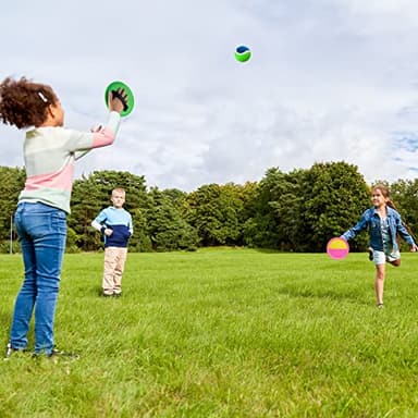 Weehoey Beach Toys - Outdoor Games for Kids, Toss and Catch Ball Set with 4 Paddles 3 Balls, Toys for 3 4 5 6 7 8+ Year Old Boys Girls Christmas Birthday Gifts (Pink and Green) - Image 3