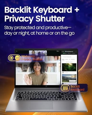 HP 17-inch Touchscreen AI Laptop - Intel Ultra 7 255U · 12 NPU Tops · Next-Gen Business Optimized Copilot · HD+ Display · Backlit KB · Privacy Camera · Win 11 Pro · w/Accessory (64GB DDR5 | 2TB SSD) - Image 5