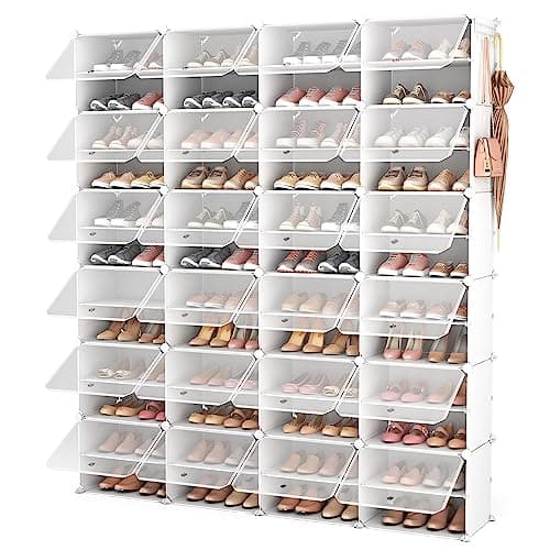 ROJASOP Shoe Storage Cabinet, 12-Tier Shoe Organizer 96 Pairs Extra Large Plastic Shoe Rack with Covers Portable Shoe Rack Organizer with Doors Big Shoe Rack for Closet Entryway Bedroom - Image 1