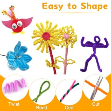 300 PCS Pipe Cleaners, Multi-Color Chenille Stems, Pipe Cleaners Craft, 20 Assorted Colors Pipecleaners for Art and Craft Supplies DIY Projects (12 inch x 6 mm) - Image 3