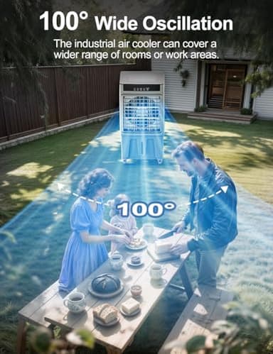 AIRTHRYL Large Swamp Cooler Air Conditioner, 2200CFM Evaporative Air Cooler, 24H Timer & 8 Gal Water Tank, 100°Oscillation, 3 Speeds&4 Ice Boxes,Remote, Portable Cooling Fan for Garage Outdoor Large - Image 6