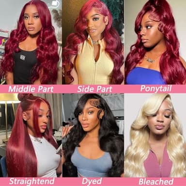 METDIO 99J Burgundy wig human hair 13x4 body wave lace front wigs human hair 180 Density Pre Plucked Glueless Wine red colored lace front wig for Women 26inch - Image 4