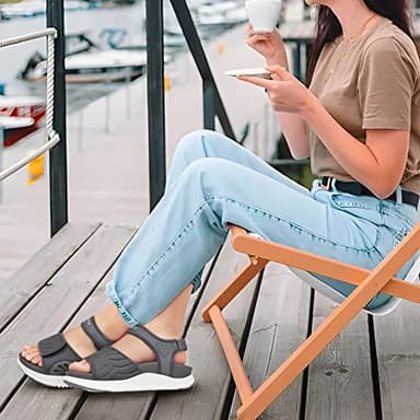 ONCAI Walking Sandals Women,Arch Support Hiking Sandals for Women 2025 with Orthotic Outdoor Plantar Fasciitis,Water Athletic Platform Sandalias Mujer with Adjustable Straps Grey/White Size 8 - Image 7