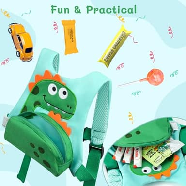 Dr.meter 3 in 1 Toddler Harness Leash + 8.2ft Anti Lost Wrist Link, Cute Dinosaur Kids Safety Harness Tether with Key Lock, Child Protective Leashes While Walking for Outdoor Activity Keep Kids Close - Image 3