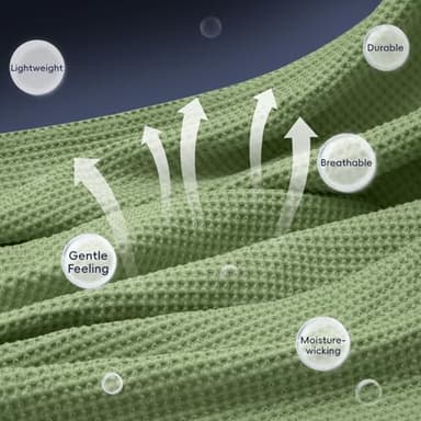 PHF 100% Cotton Waffle Weave Blanket King Size for Bed,Snag Proof Lightweight Breathable Moisture-Wicking Throw for Couch,Great for Layering in Cold Weather,Machine Washable,Home Decor-Loden Green - Image 4