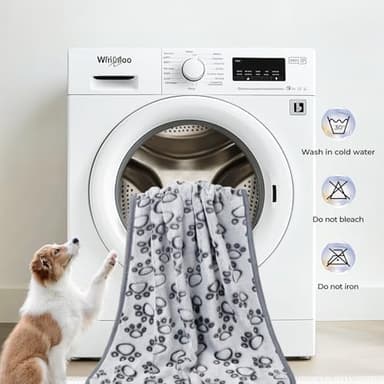 Luciphia Premium Soft Dog Blanket for Small Medium Large Dogs Washable 300GSM Fluffy Warm Fleece Puppy Cat Paw Print Pet Flannel Grey Paw L(41"x31") - Image 6