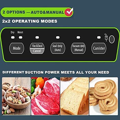 Potane Precision Vacuum Machine,Pro Food Sealer with Built-in Cutter and Bag Storage(Up to 20 Feet Length), Both Auto&Manual Options,2 Modes,Includes 2 Bag Rolls 11”x16’ and 8”x16’,Compact Design - Image 4