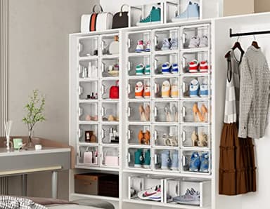 Shoe Storage, 12 Pack X-Large Shoe Organizer for Closet, Shoe Boxes Clear Plastic Stackable Shoe Storage Boxes for Size 13 - Image 7