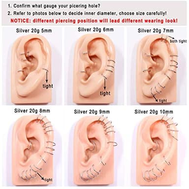 FANSING Small Nose Rings 18 Gauge 7mm Silver Nose Hoop 18g Cartilage Earring Helix Tragus Daith Rook Septum Piercing Jewelry Septum Rings - Image 5
